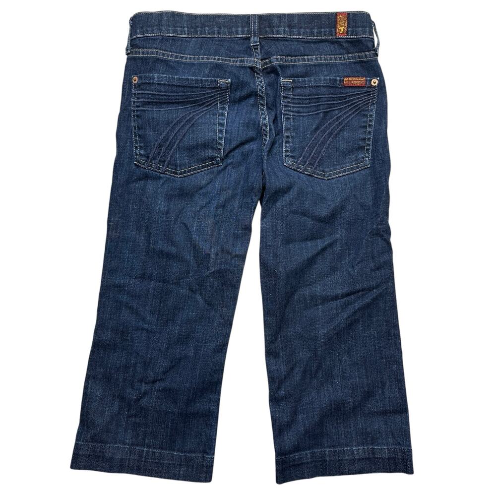 7 For All Mankind Cropped Dojo Dark Wash Denim Jeans 27 Waist - Picture 2 of 5